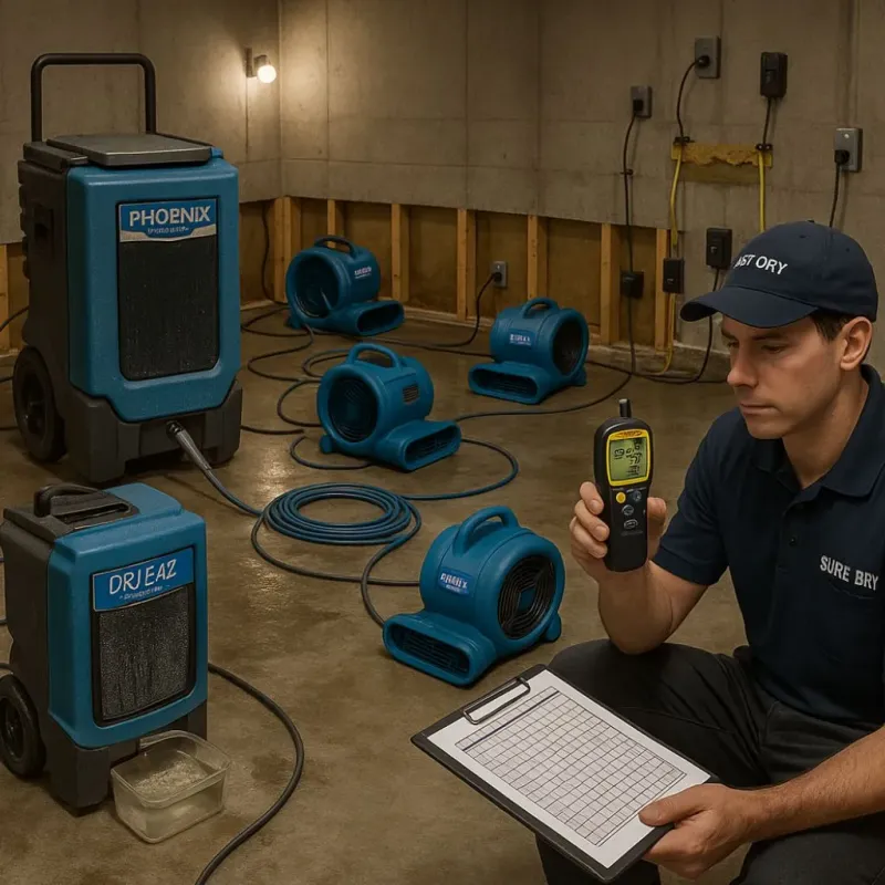Structural Drying and Dehumidification process in Martinsville, NJ
